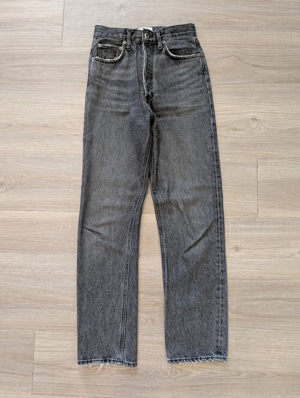 AGOLDE 90's Pinch Waist Jeans Womens High Rise Straight Leg Black Button Fly